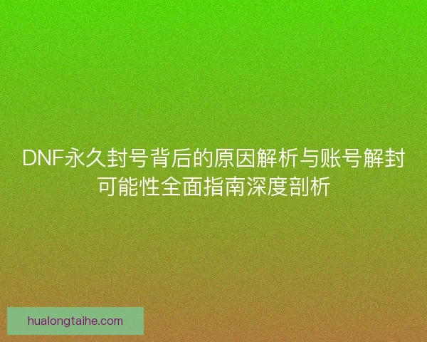 DNF永久封号背后的原因解析与账号解封可能性全面指南深度剖析
